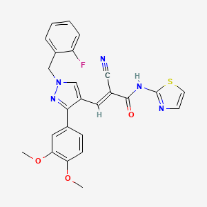 molecular formula C25H20FN5O3S B4283606 2-cyano-3-[3-(3,4-dimethoxyphenyl)-1-(2-fluorobenzyl)-1H-pyrazol-4-yl]-N-1,3-thiazol-2-ylacrylamide 