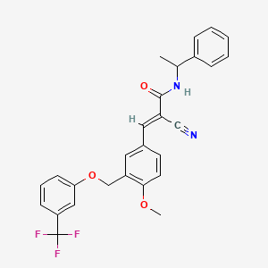2-cyano-3-(4-methoxy-3-{[3-(trifluoromethyl)phenoxy]methyl}phenyl)-N-(1-phenylethyl)acrylamide