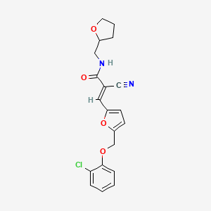 molecular formula C20H19ClN2O4 B4283629 3-{5-[(2-chlorophenoxy)methyl]-2-furyl}-2-cyano-N-(tetrahydro-2-furanylmethyl)acrylamide 