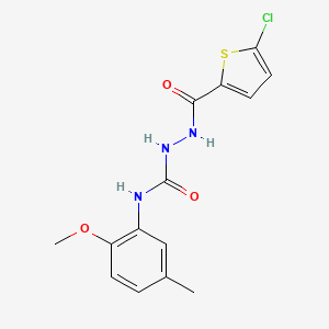 molecular formula C14H14ClN3O3S B4283645 2-[(5-chloro-2-thienyl)carbonyl]-N-(2-methoxy-5-methylphenyl)hydrazinecarboxamide 