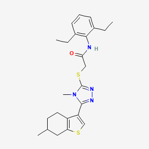 molecular formula C24H30N4OS2 B4283650 N-(2,6-diethylphenyl)-2-{[4-methyl-5-(6-methyl-4,5,6,7-tetrahydro-1-benzothien-3-yl)-4H-1,2,4-triazol-3-yl]thio}acetamide 