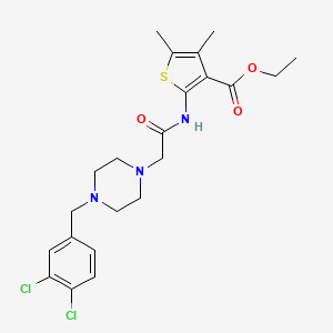 molecular formula C22H27Cl2N3O3S B4283663 ethyl 2-({[4-(3,4-dichlorobenzyl)-1-piperazinyl]acetyl}amino)-4,5-dimethyl-3-thiophenecarboxylate 