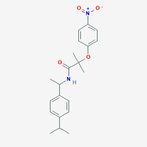 molecular formula C21H26N2O4 B4283686 N-[1-(4-isopropylphenyl)ethyl]-2-methyl-2-(4-nitrophenoxy)propanamide 