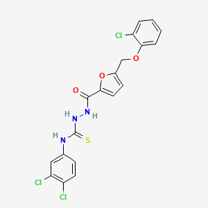 molecular formula C19H14Cl3N3O3S B4283725 2-{5-[(2-chlorophenoxy)methyl]-2-furoyl}-N-(3,4-dichlorophenyl)hydrazinecarbothioamide 