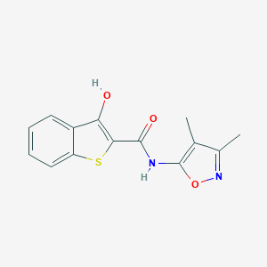molecular formula C14H12N2O3S B428375 N-(3,4-dimethyl-5-isoxazolyl)-3-hydroxy-1-benzothiophene-2-carboxamide 