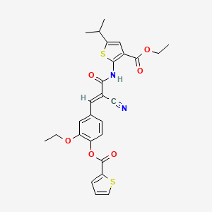 molecular formula C27H26N2O6S2 B4283768 4-(2-cyano-3-{[3-(ethoxycarbonyl)-5-isopropyl-2-thienyl]amino}-3-oxo-1-propen-1-yl)-2-ethoxyphenyl 2-thiophenecarboxylate 