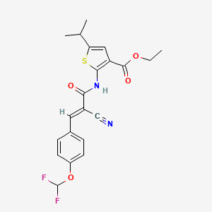 molecular formula C21H20F2N2O4S B4283777 ethyl 2-({2-cyano-3-[4-(difluoromethoxy)phenyl]acryloyl}amino)-5-isopropyl-3-thiophenecarboxylate 