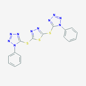 molecular formula C16H10N10S3 B428381 1-phenyl-5-({5-[(1-phenyl-1H-tetraazol-5-yl)sulfanyl]-1,3,4-thiadiazol-2-yl}sulfanyl)-1H-tetraazole 