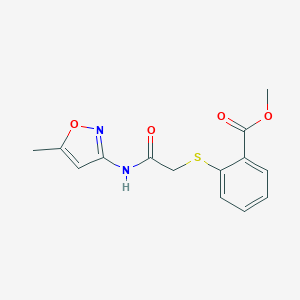 molecular formula C14H14N2O4S B428382 Methyl 2-({2-[(5-methyl-3-isoxazolyl)amino]-2-oxoethyl}sulfanyl)benzoate 