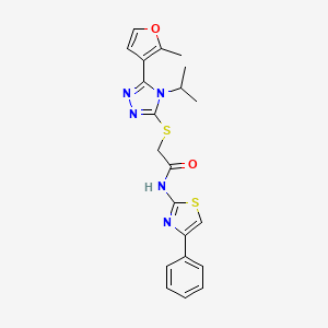 molecular formula C21H21N5O2S2 B4283892 2-{[4-isopropyl-5-(2-methyl-3-furyl)-4H-1,2,4-triazol-3-yl]thio}-N-(4-phenyl-1,3-thiazol-2-yl)acetamide 