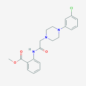 molecular formula C20H22ClN3O3 B428396 Methyl 2-({[4-(3-chlorophenyl)-1-piperazinyl]acetyl}amino)benzoate 