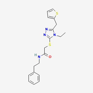 molecular formula C19H22N4OS2 B4283976 2-{[4-ethyl-5-(2-thienylmethyl)-4H-1,2,4-triazol-3-yl]thio}-N-(2-phenylethyl)acetamide 