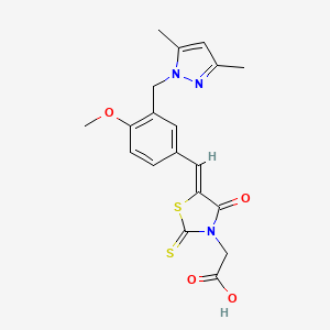 (5-{3-[(3,5-dimethyl-1H-pyrazol-1-yl)methyl]-4-methoxybenzylidene}-4-oxo-2-thioxo-1,3-thiazolidin-3-yl)acetic acid