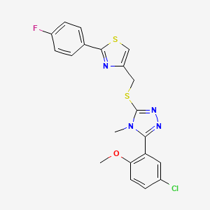 molecular formula C20H16ClFN4OS2 B4283989 3-(5-chloro-2-methoxyphenyl)-5-({[2-(4-fluorophenyl)-1,3-thiazol-4-yl]methyl}thio)-4-methyl-4H-1,2,4-triazole 