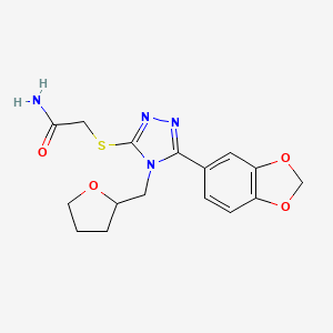 molecular formula C16H18N4O4S B4284037 2-{[5-(1,3-benzodioxol-5-yl)-4-(tetrahydro-2-furanylmethyl)-4H-1,2,4-triazol-3-yl]thio}acetamide 