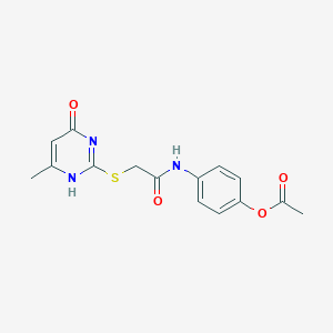 molecular formula C15H15N3O4S B428405 [4-[[2-[(6-methyl-4-oxo-1H-pyrimidin-2-yl)sulfanyl]acetyl]amino]phenyl] acetate 