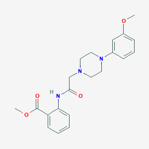 molecular formula C21H25N3O4 B428417 Methyl 2-({[4-(3-methoxyphenyl)-1-piperazinyl]acetyl}amino)benzoate 