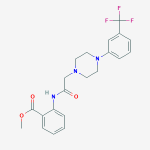 molecular formula C21H22F3N3O3 B428418 Methyl 2-[({4-[3-(trifluoromethyl)phenyl]-1-piperazinyl}acetyl)amino]benzoate 