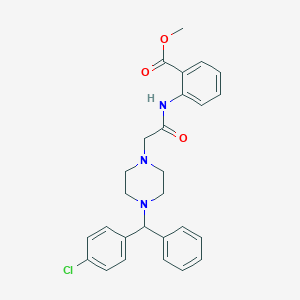 molecular formula C27H28ClN3O3 B428419 Methyl 2-[({4-[(4-chlorophenyl)(phenyl)methyl]-1-piperazinyl}acetyl)amino]benzoate 