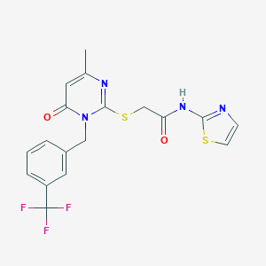 2-({4-methyl-6-oxo-1-[3-(trifluoromethyl)benzyl]-1,6-dihydro-2-pyrimidinyl}sulfanyl)-N-(1,3-thiazol-2-yl)acetamide