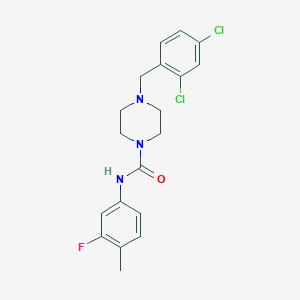 molecular formula C19H20Cl2FN3O B4284241 4-(2,4-dichlorobenzyl)-N-(3-fluoro-4-methylphenyl)-1-piperazinecarboxamide 