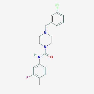 molecular formula C19H21ClFN3O B4284249 4-(3-chlorobenzyl)-N-(3-fluoro-4-methylphenyl)-1-piperazinecarboxamide 