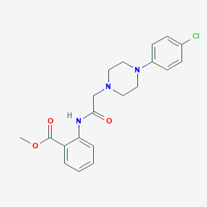 molecular formula C20H22ClN3O3 B428430 Methyl 2-({[4-(4-chlorophenyl)-1-piperazinyl]acetyl}amino)benzoate 