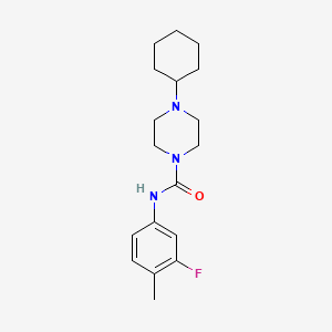 molecular formula C18H26FN3O B4284302 4-cyclohexyl-N-(3-fluoro-4-methylphenyl)-1-piperazinecarboxamide 