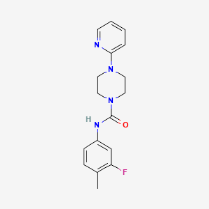 molecular formula C17H19FN4O B4284323 N-(3-fluoro-4-methylphenyl)-4-(2-pyridinyl)-1-piperazinecarboxamide 