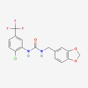 molecular formula C16H12ClF3N2O3 B4284347 N-(1,3-benzodioxol-5-ylmethyl)-N'-[2-chloro-5-(trifluoromethyl)phenyl]urea 