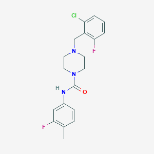 molecular formula C19H20ClF2N3O B4284413 4-(2-chloro-6-fluorobenzyl)-N-(3-fluoro-4-methylphenyl)-1-piperazinecarboxamide 
