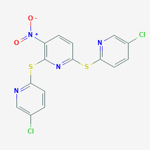molecular formula C15H8Cl2N4O2S2 B428444 2,6-Bis[(5-chloro-2-pyridinyl)sulfanyl]-3-nitropyridine 