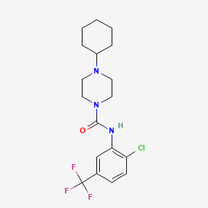 molecular formula C18H23ClF3N3O B4284457 N-[2-chloro-5-(trifluoromethyl)phenyl]-4-cyclohexyl-1-piperazinecarboxamide 