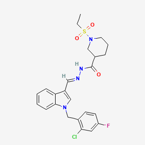 N'-{[1-(2-chloro-4-fluorobenzyl)-1H-indol-3-yl]methylene}-1-(ethylsulfonyl)-3-piperidinecarbohydrazide