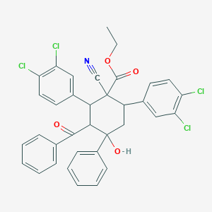 Ethyl 3-benzoyl-1-cyano-2,6-bis(3,4-dichlorophenyl)-4-hydroxy-4-phenylcyclohexanecarboxylate