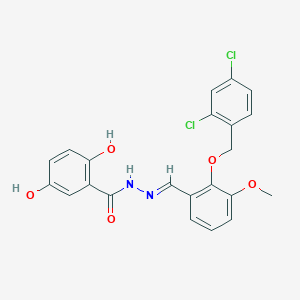 molecular formula C22H18Cl2N2O5 B4284550 N'-{2-[(2,4-dichlorobenzyl)oxy]-3-methoxybenzylidene}-2,5-dihydroxybenzohydrazide 