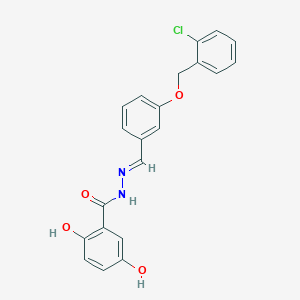 molecular formula C21H17ClN2O4 B4284552 N'-{3-[(2-chlorobenzyl)oxy]benzylidene}-2,5-dihydroxybenzohydrazide 