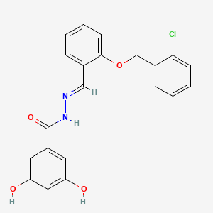 molecular formula C21H17ClN2O4 B4284560 N'-{2-[(2-chlorobenzyl)oxy]benzylidene}-3,5-dihydroxybenzohydrazide 