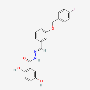 molecular formula C21H17FN2O4 B4284564 N'-{3-[(4-fluorobenzyl)oxy]benzylidene}-2,5-dihydroxybenzohydrazide 