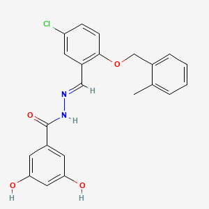 molecular formula C22H19ClN2O4 B4284571 N'-{5-chloro-2-[(2-methylbenzyl)oxy]benzylidene}-3,5-dihydroxybenzohydrazide 