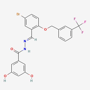 molecular formula C22H16BrF3N2O4 B4284580 N'-(5-bromo-2-{[3-(trifluoromethyl)benzyl]oxy}benzylidene)-3,5-dihydroxybenzohydrazide 