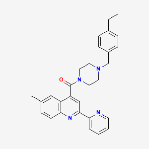 molecular formula C29H30N4O B4284582 4-{[4-(4-ethylbenzyl)-1-piperazinyl]carbonyl}-6-methyl-2-(2-pyridinyl)quinoline 