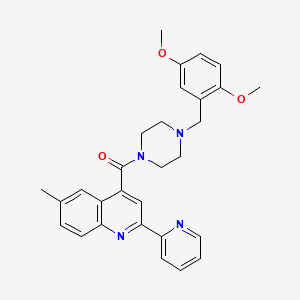 molecular formula C29H30N4O3 B4284590 4-{[4-(2,5-dimethoxybenzyl)-1-piperazinyl]carbonyl}-6-methyl-2-(2-pyridinyl)quinoline 
