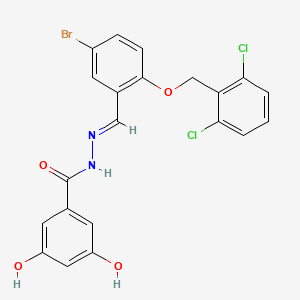 molecular formula C21H15BrCl2N2O4 B4284599 N'-{5-bromo-2-[(2,6-dichlorobenzyl)oxy]benzylidene}-3,5-dihydroxybenzohydrazide 