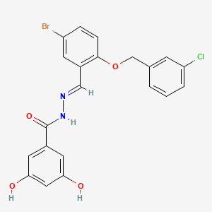 molecular formula C21H16BrClN2O4 B4284601 N'-{5-bromo-2-[(3-chlorobenzyl)oxy]benzylidene}-3,5-dihydroxybenzohydrazide 