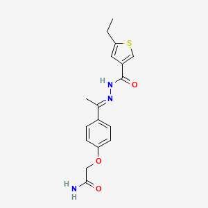 molecular formula C17H19N3O3S B4284617 2-(4-{N-[(5-ethyl-3-thienyl)carbonyl]ethanehydrazonoyl}phenoxy)acetamide 