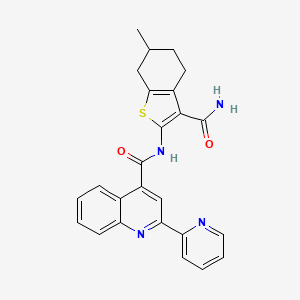 molecular formula C25H22N4O2S B4284623 N-[3-(aminocarbonyl)-6-methyl-4,5,6,7-tetrahydro-1-benzothien-2-yl]-2-(2-pyridinyl)-4-quinolinecarboxamide 