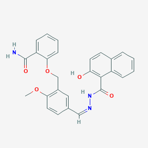 molecular formula C27H23N3O5 B4284635 2-({5-[2-(2-hydroxy-1-naphthoyl)carbonohydrazonoyl]-2-methoxybenzyl}oxy)benzamide 