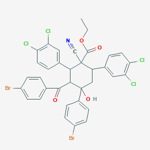 molecular formula C35H25Br2Cl4NO4 B428464 Ethyl 3-(4-bromobenzoyl)-4-(4-bromophenyl)-1-cyano-2,6-bis(3,4-dichlorophenyl)-4-hydroxycyclohexanecarboxylate 