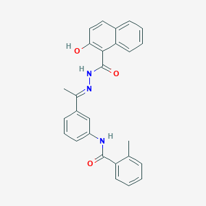 molecular formula C27H23N3O3 B4284656 N-{3-[N-(2-hydroxy-1-naphthoyl)ethanehydrazonoyl]phenyl}-2-methylbenzamide 